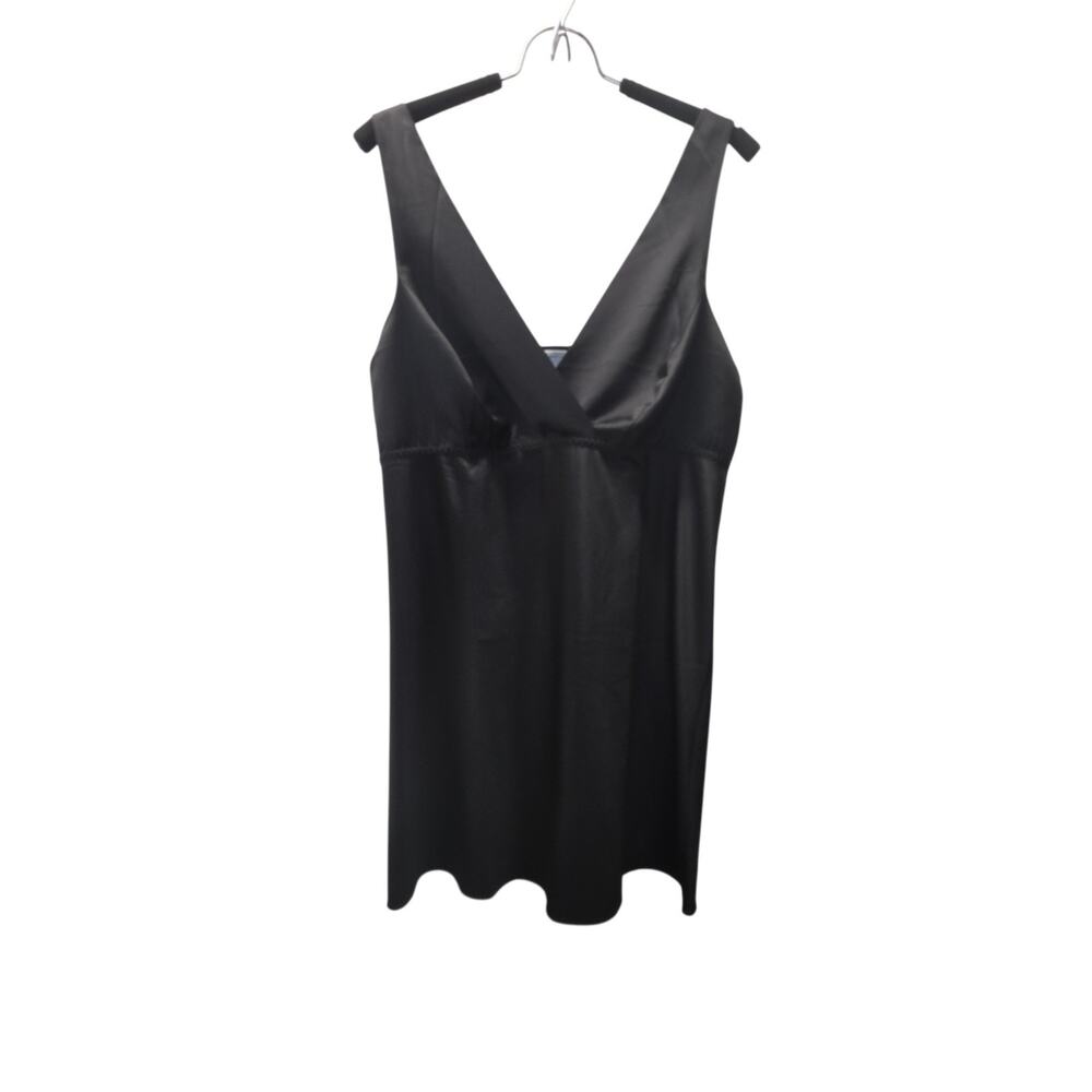 Rya Collection Women's Sz 1X Plus Size Positivity Black Satin Chemise Nightgown
